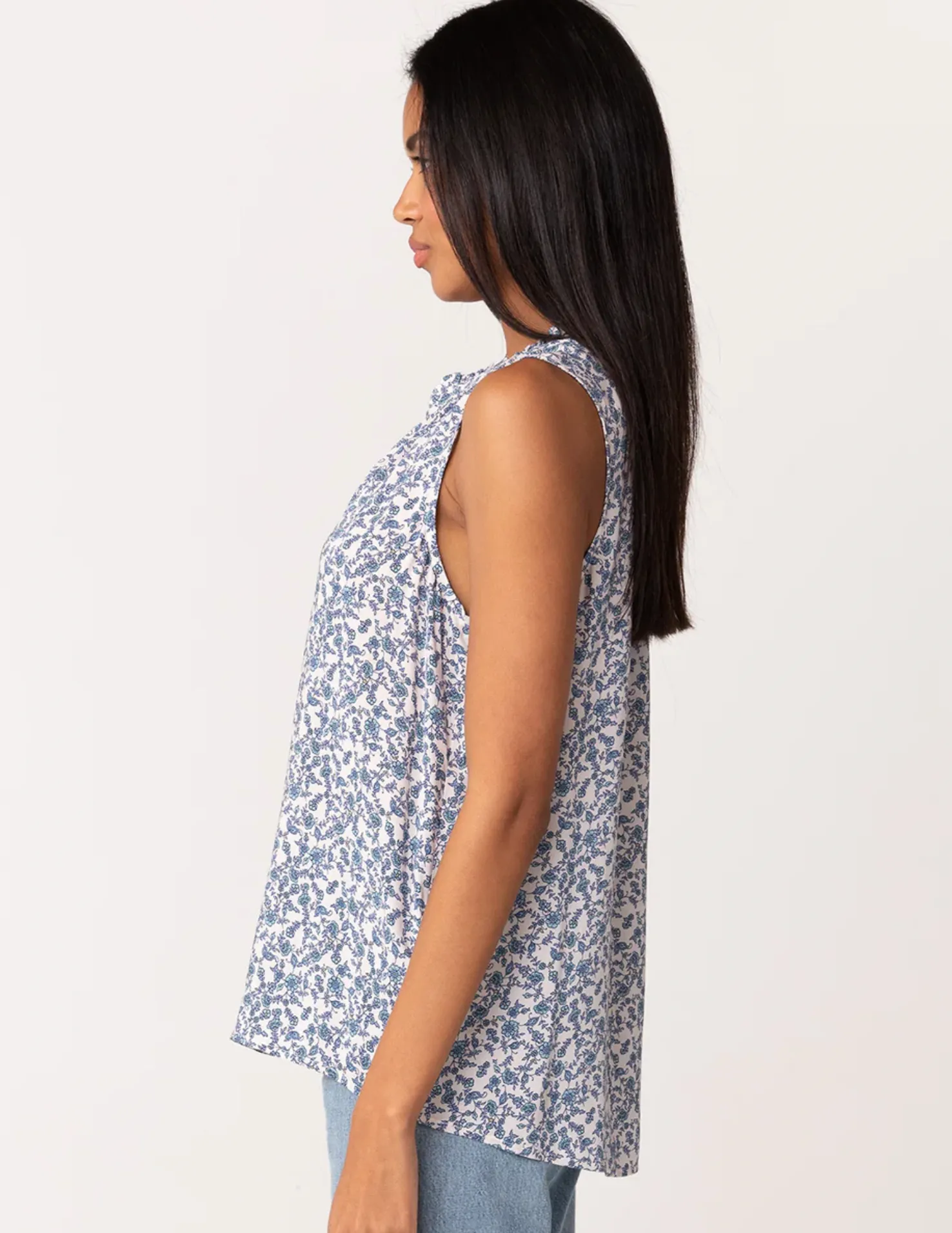 Split Neck Button Front Top