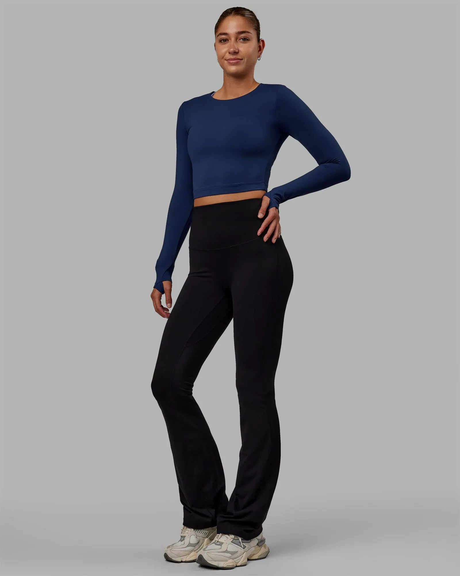 Staple Long Sleeve Cropped Tee - Midnight Blue