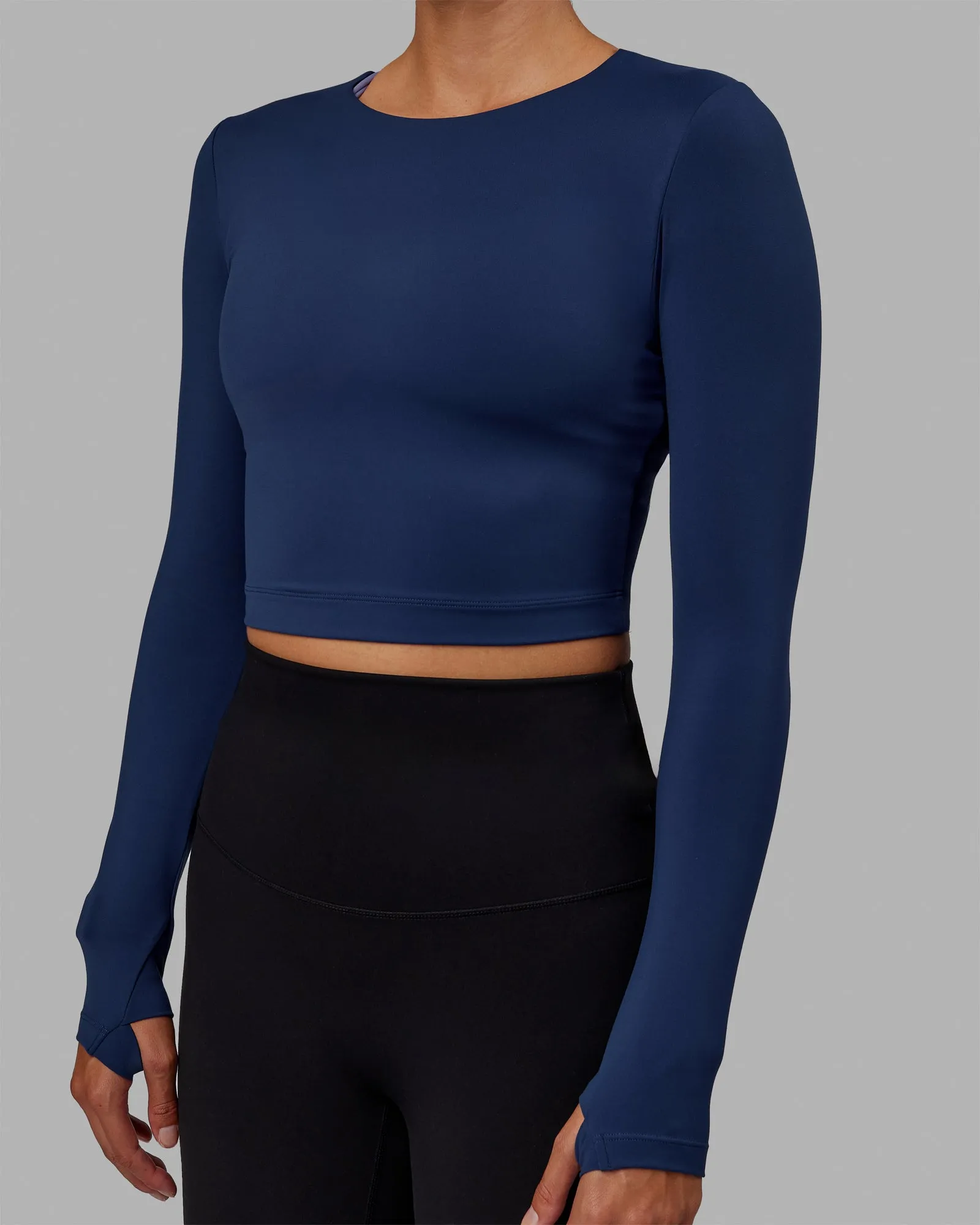 Staple Long Sleeve Cropped Tee - Midnight Blue