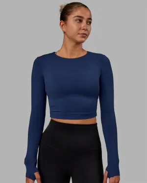 Staple Long Sleeve Cropped Tee - Midnight Blue