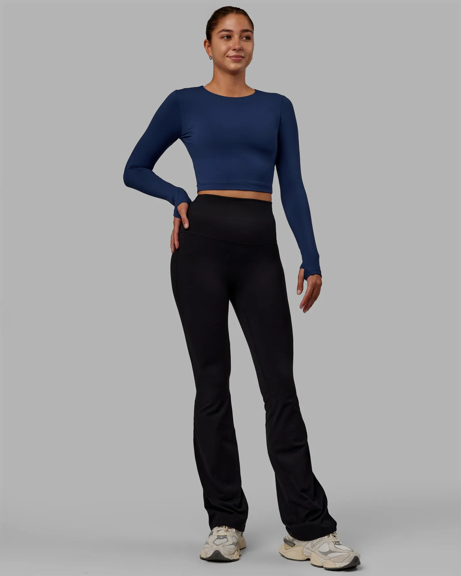 Staple Long Sleeve Cropped Tee - Midnight Blue