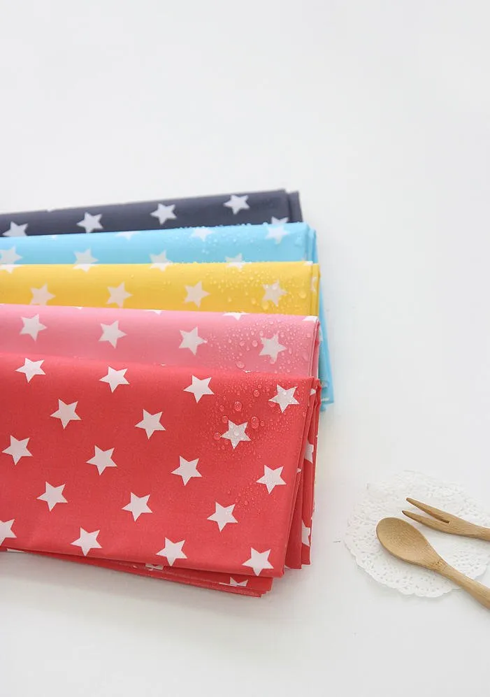 Stars Laminated Fabric, Red, Pink, Yellow, Sky Blue or Blue Gray - By the Yard V01 /85715