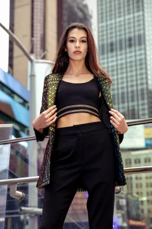 SYRAH Black and Gold Detail Lehenga Top