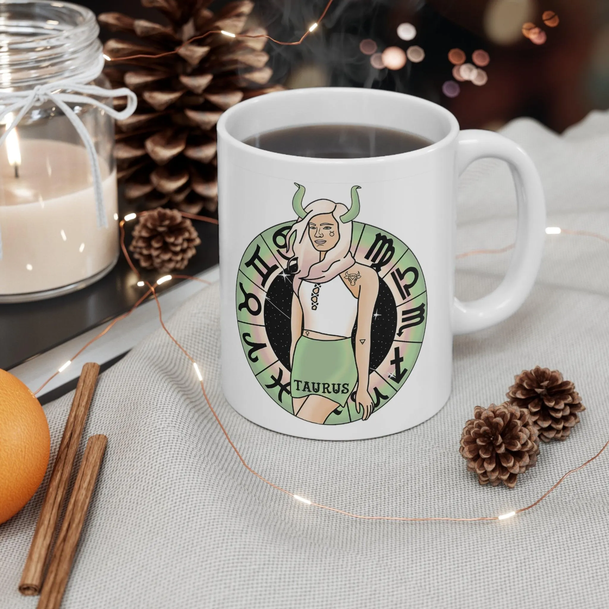Taurus Mugs,Taurus Zodiac Mug, Zodiac Coffee mug, Taurus mug, artistic Taurus mug, Taurus birthday gift, Taurus zodiac mug