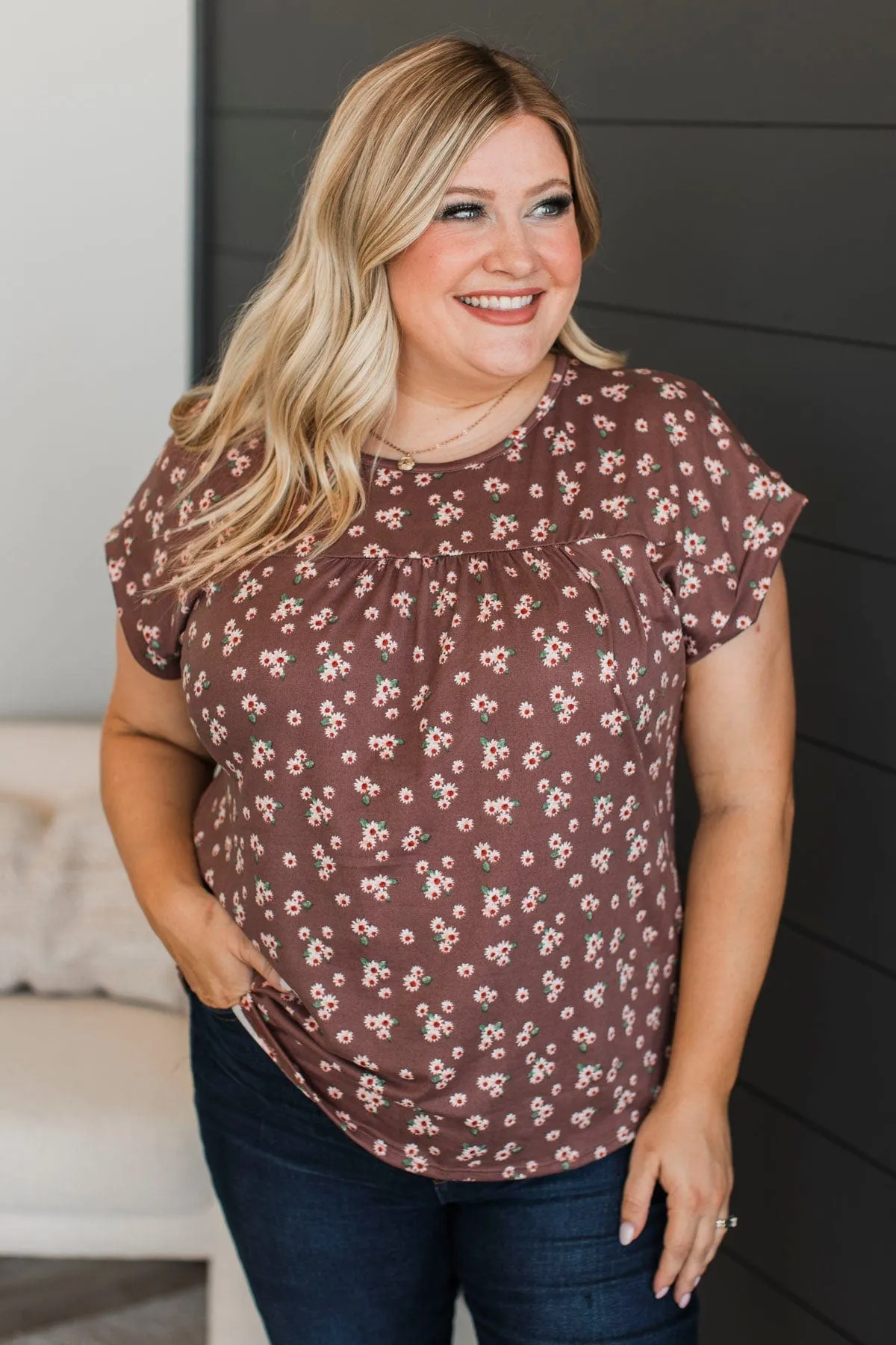 The Moment You Smiled Floral Top- Mocha