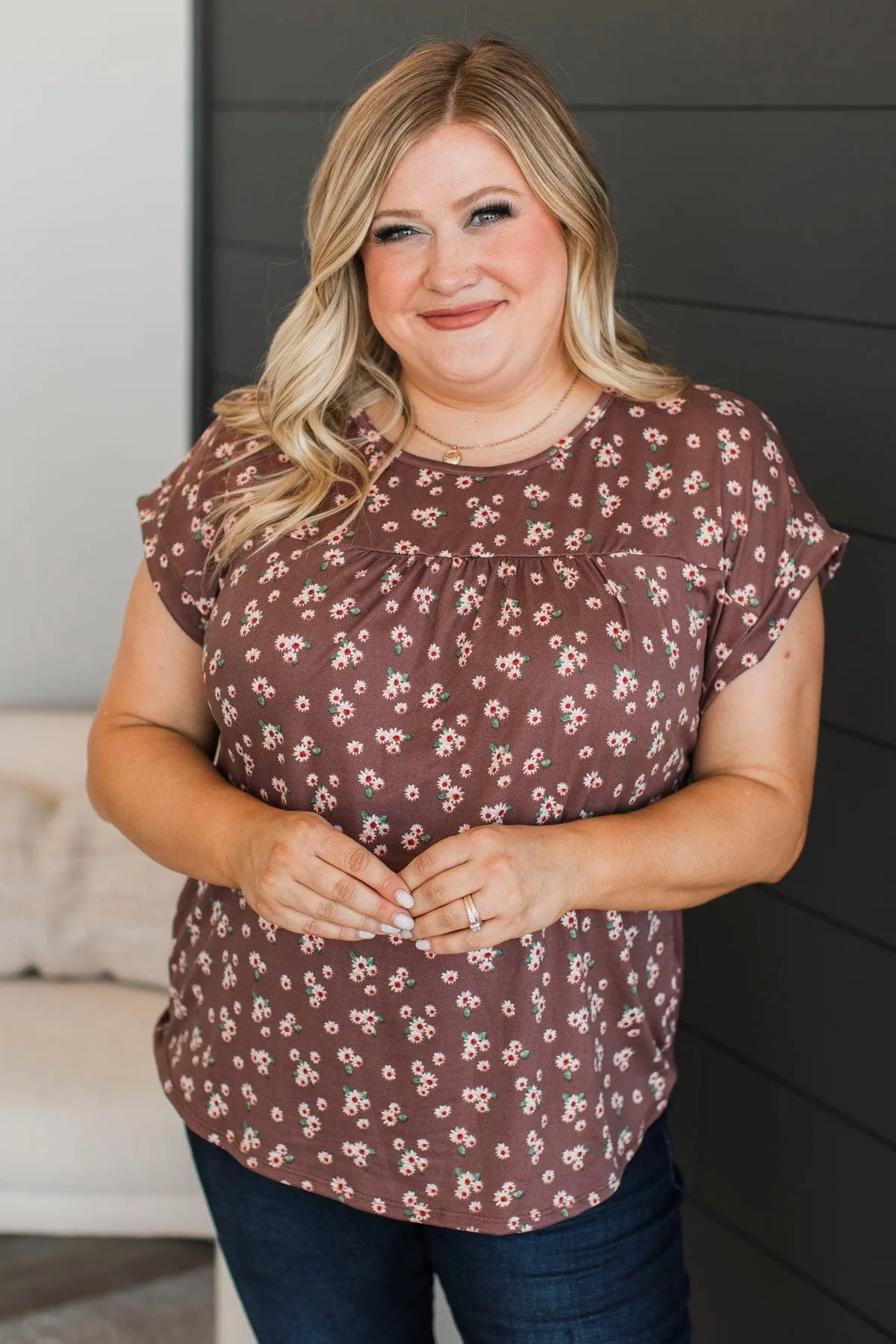The Moment You Smiled Floral Top- Mocha