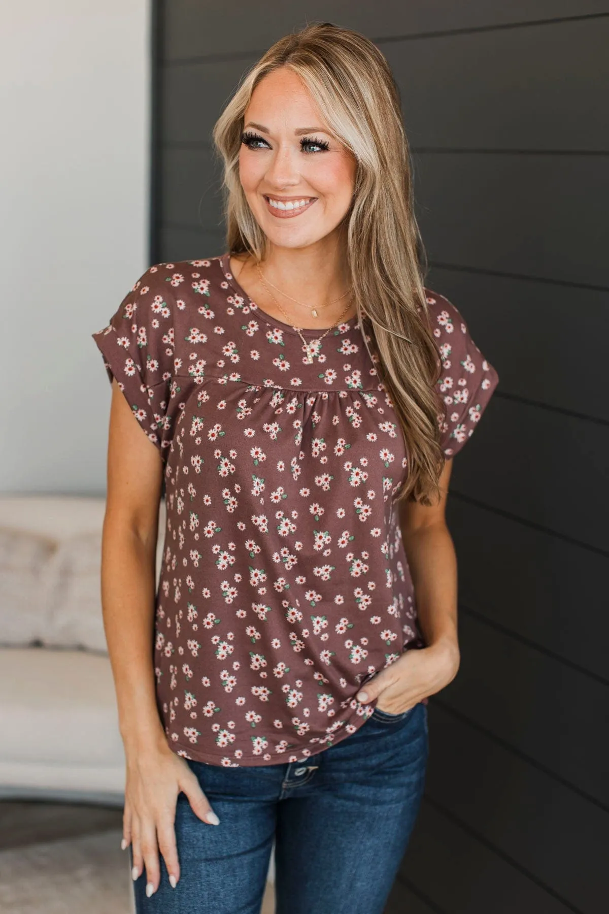 The Moment You Smiled Floral Top- Mocha