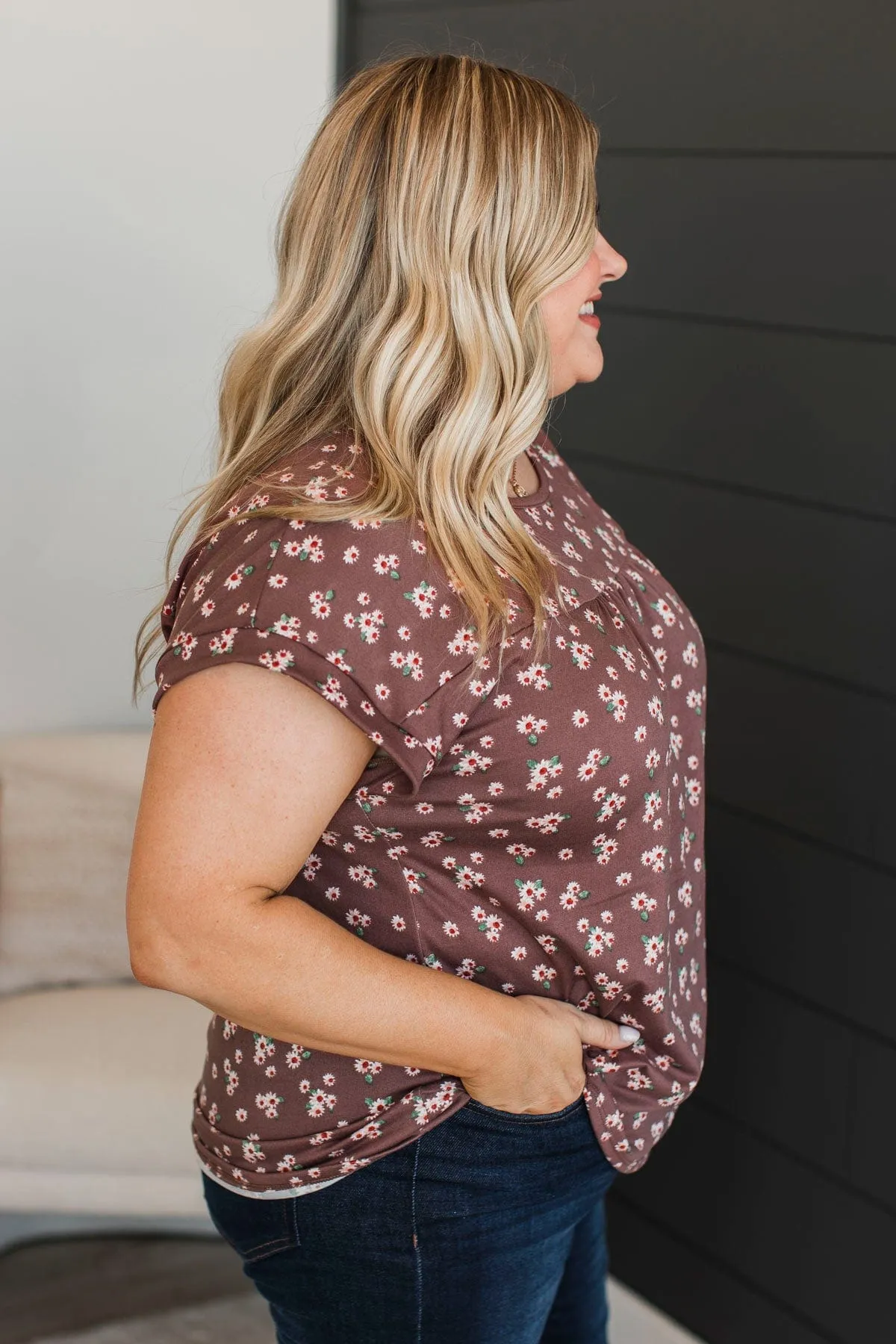 The Moment You Smiled Floral Top- Mocha