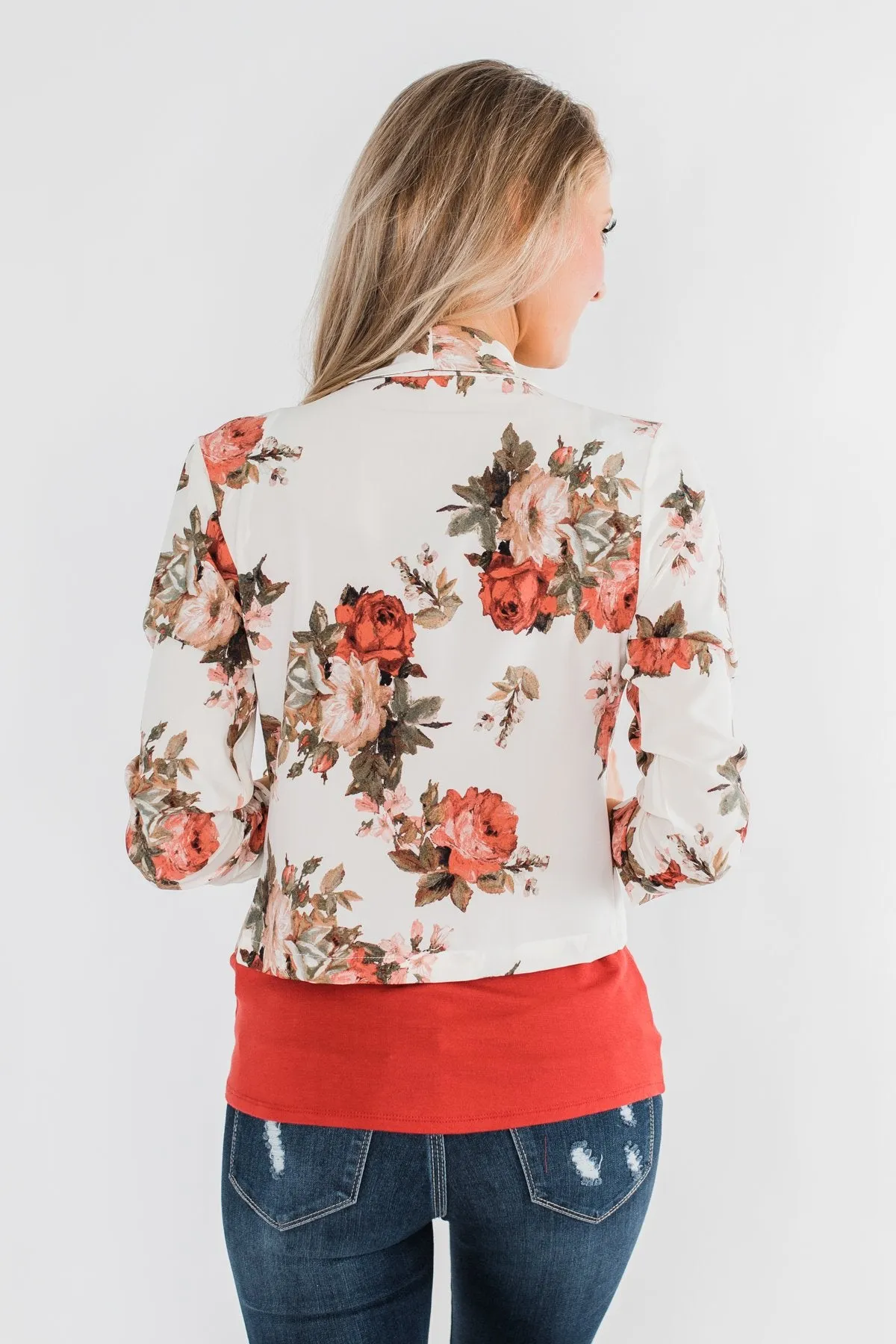 The Story Of Us Floral Blazer- Ivory