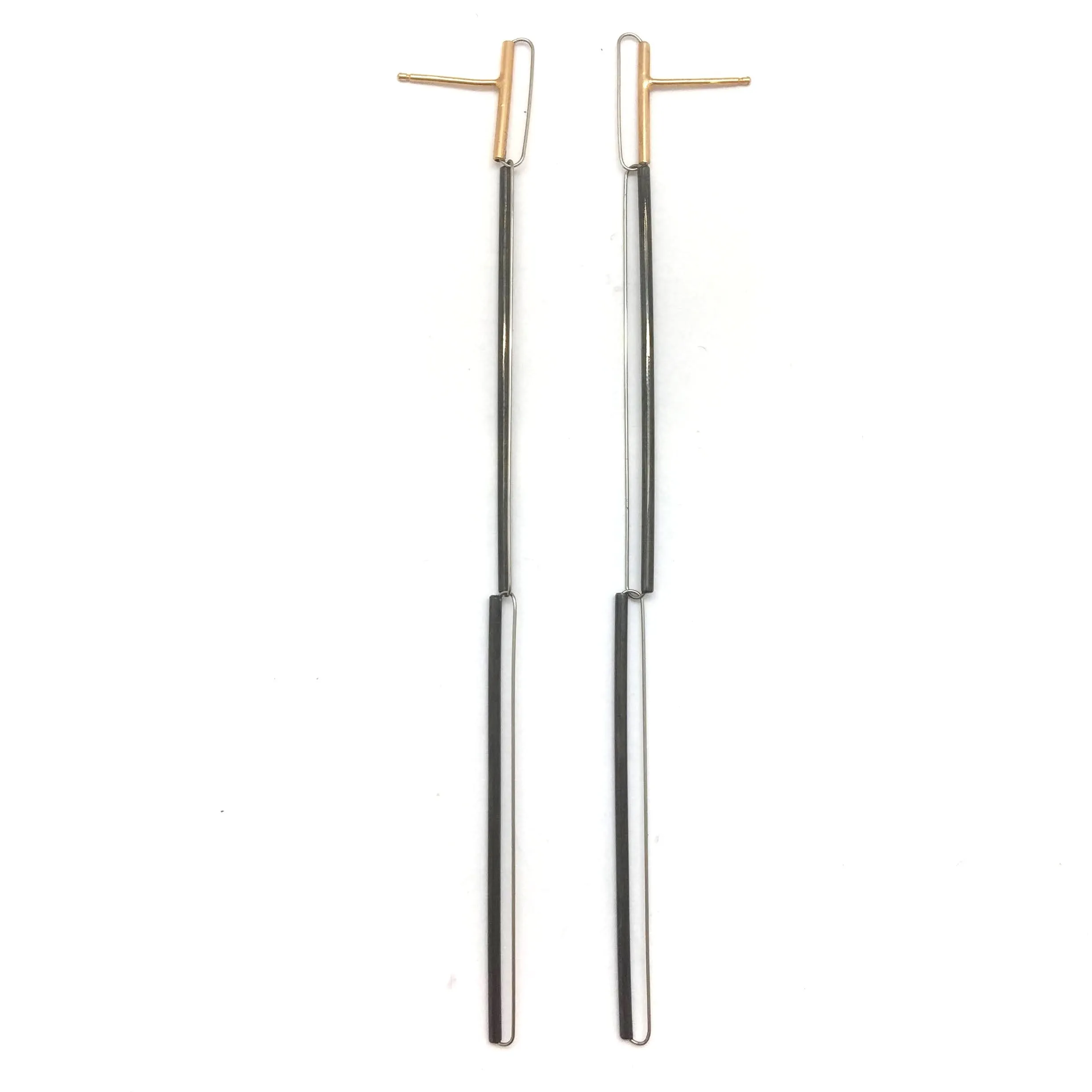 Three Link Black and Gold Earrings