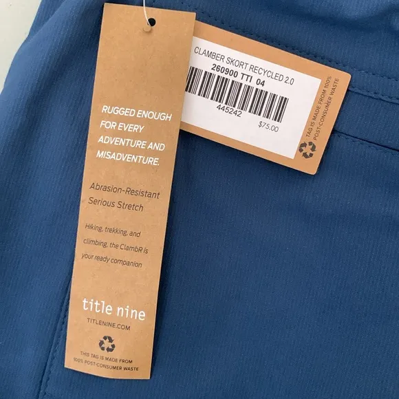 Title Nine Recycled Clamber 2.0 Hiking Skort NEW