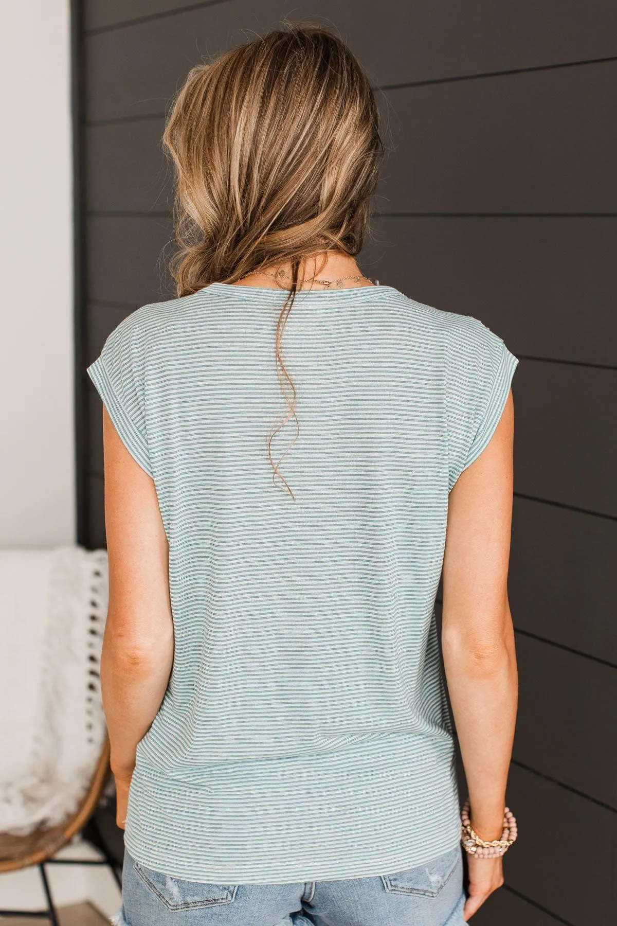 Treat Yourself Striped Top- Ivory & Dark Jade
