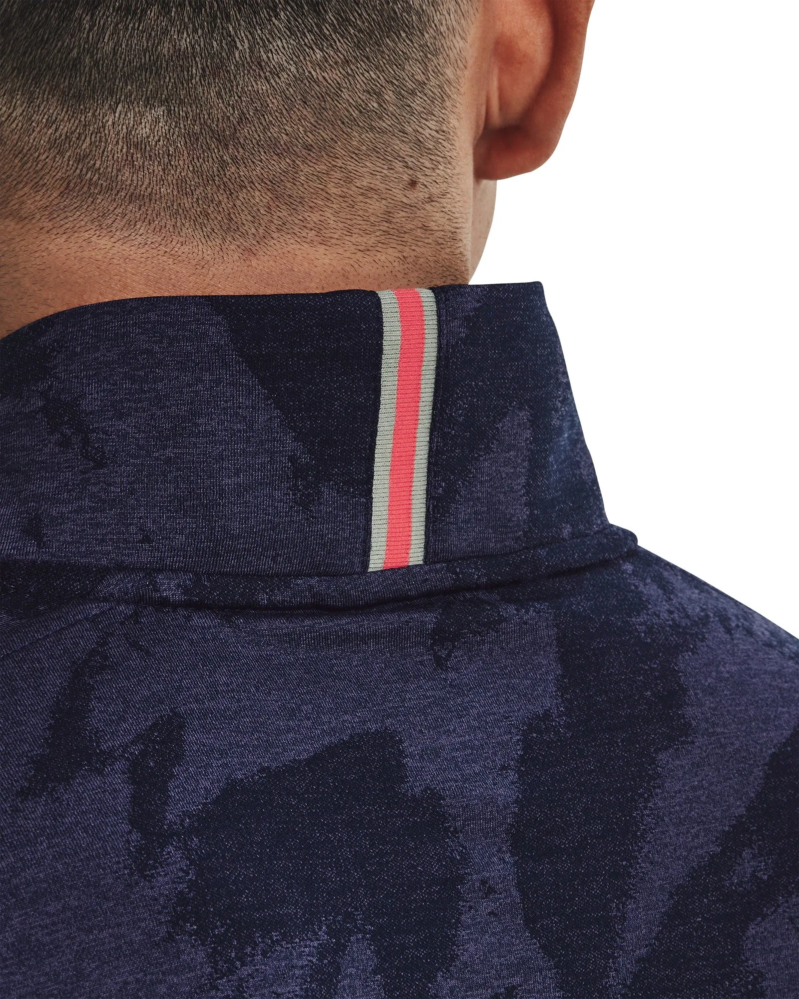 Under Armour Playoff Jacquard Half Zip Long Sleeve Mens Golf Top - Blue