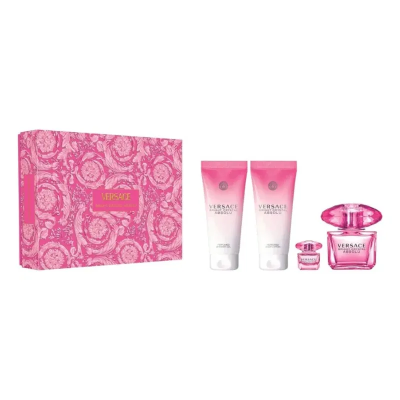 Versace Bright Crystal Absolu For Women Set EDP 90ml   EDP 5ml   Perfumed Body Lotion 100ml   Perfumed Shower Gel 100ml