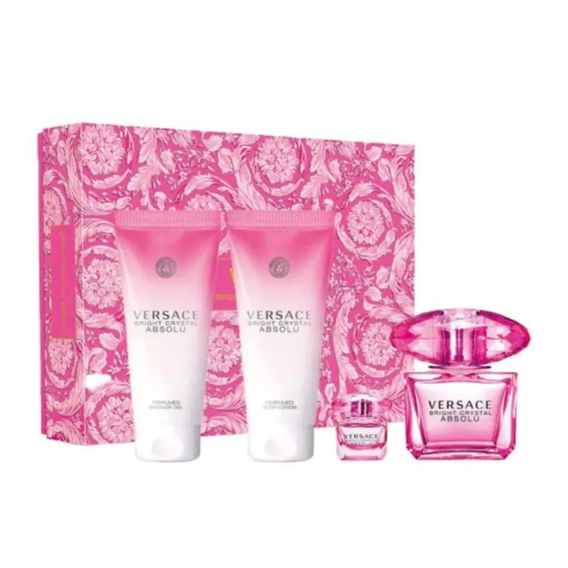 Versace Bright Crystal Absolu For Women Set EDP 90ml   EDP 5ml   Perfumed Body Lotion 100ml   Perfumed Shower Gel 100ml