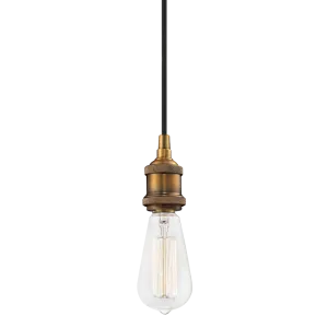 Vintage Workshop Black Fabric Cord (Warm Gold) Exposed Bulb Pendant