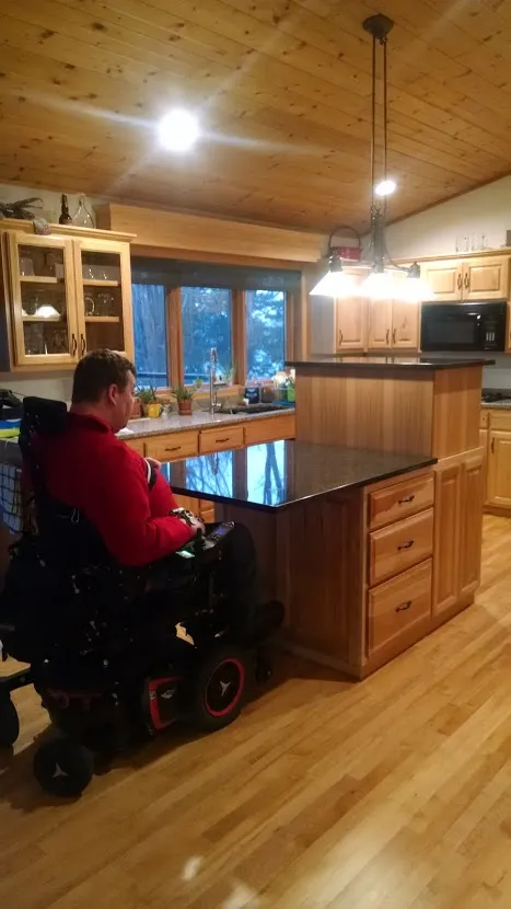 Wheelchair Accessible Kitchen Vertical Rising Convection Oven Microwave Cabinet