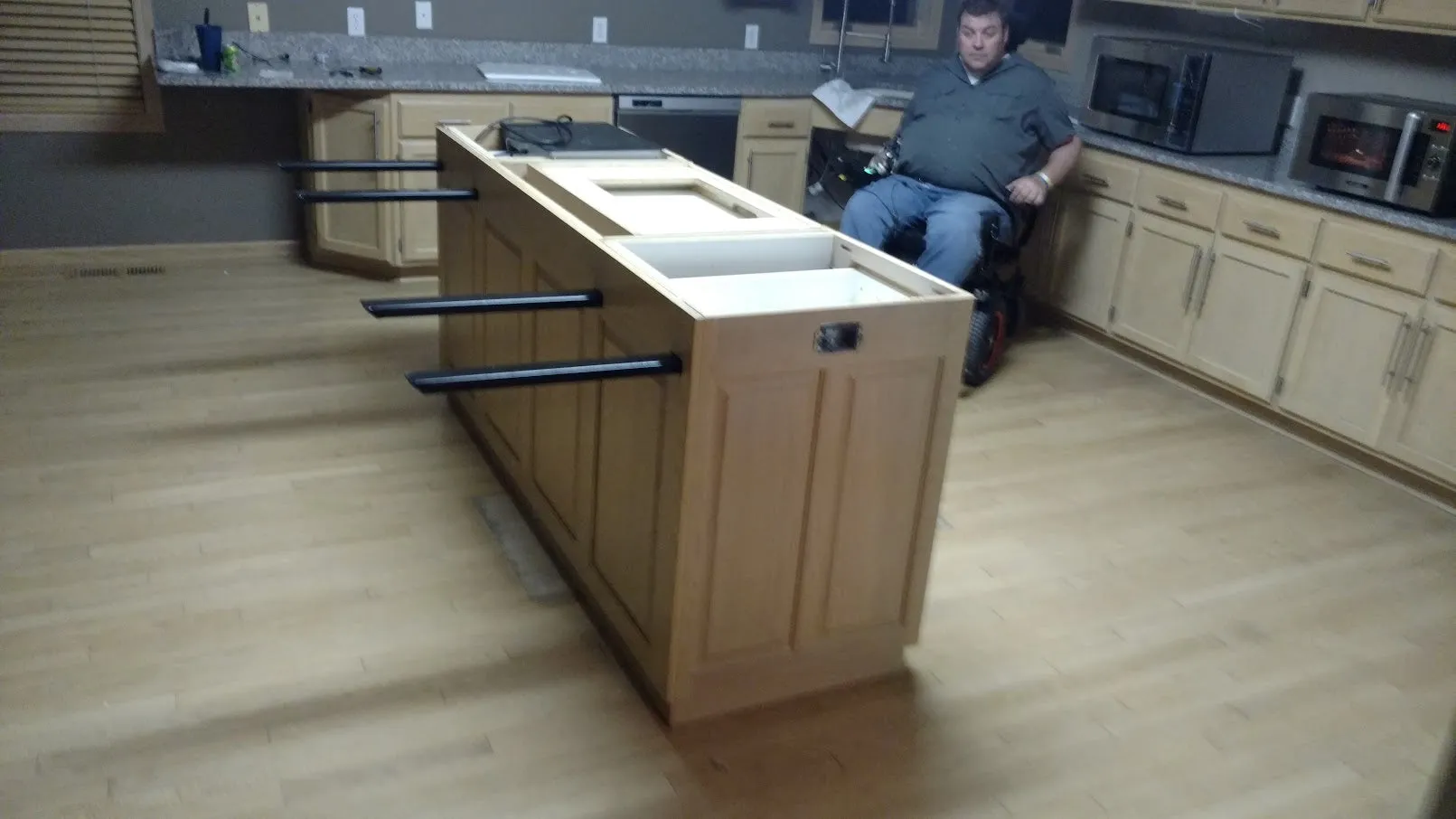 Wheelchair Accessible Kitchen Vertical Rising Convection Oven Microwave Cabinet