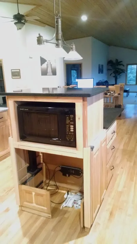 Wheelchair Accessible Kitchen Vertical Rising Convection Oven Microwave Cabinet