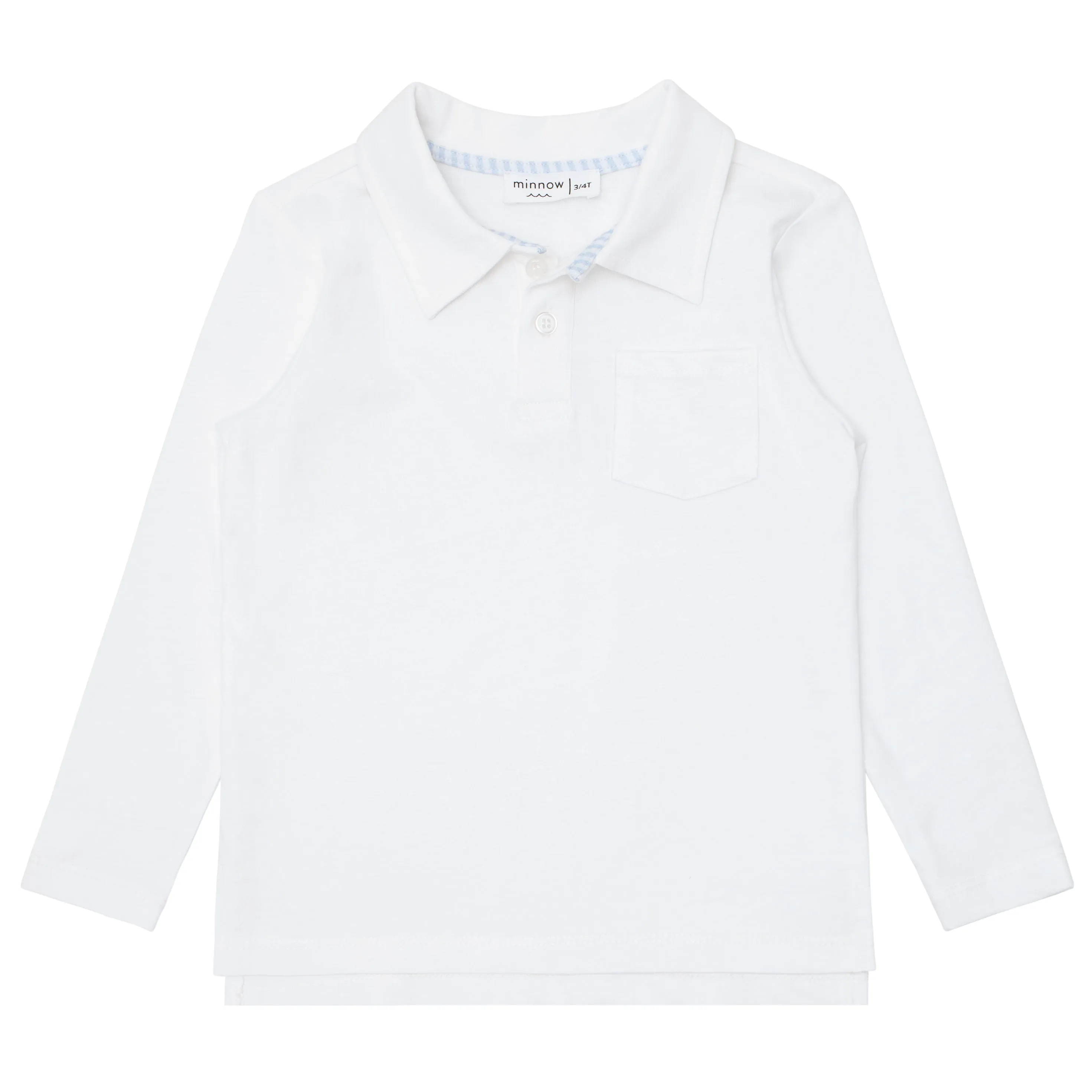 White Cotton Long Sleeve Polo