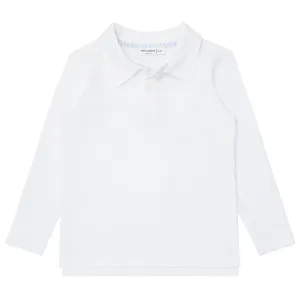 White Cotton Long Sleeve Polo