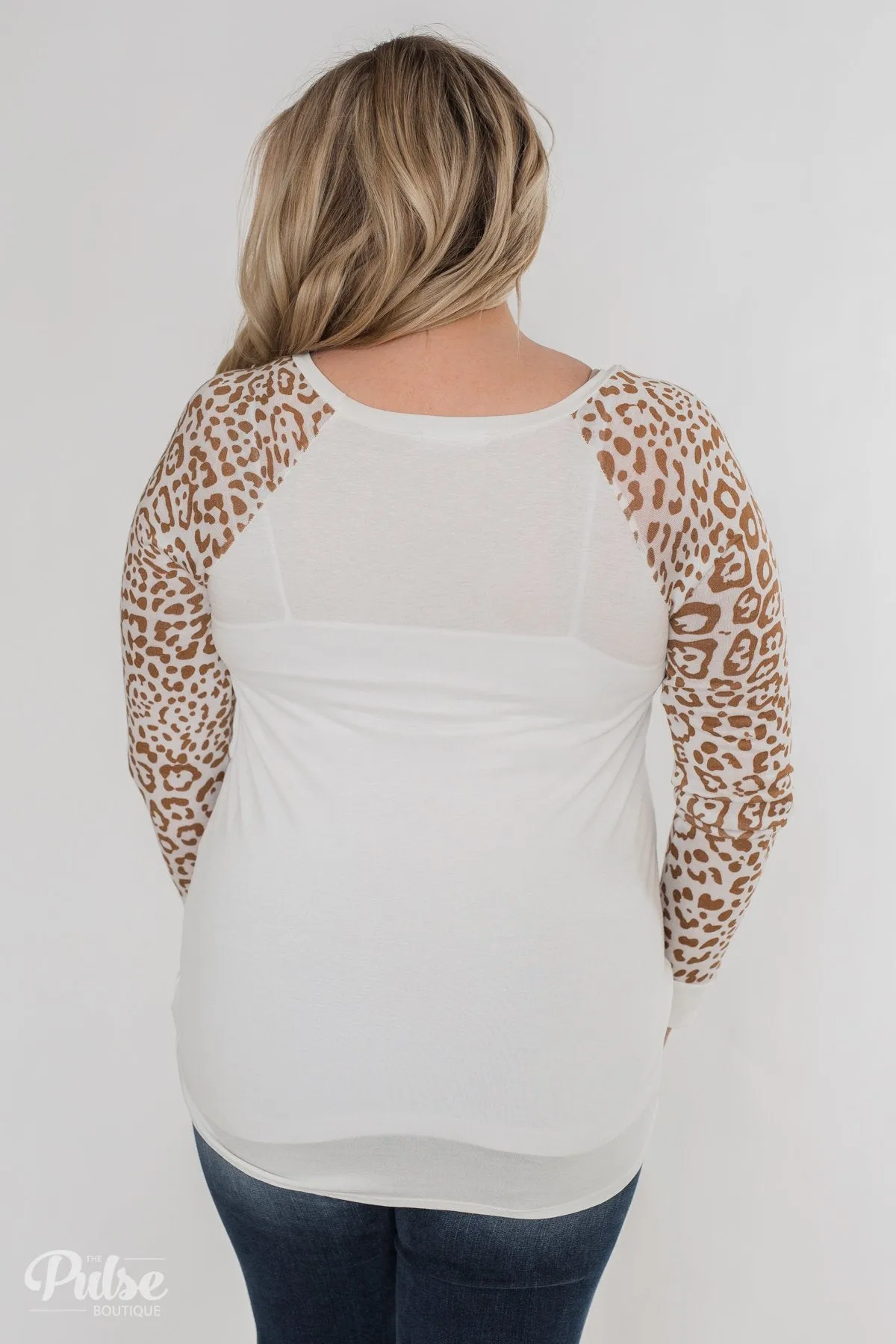Wildest Dreams Leopard Long Sleeve Top- Ivory & Light Brown