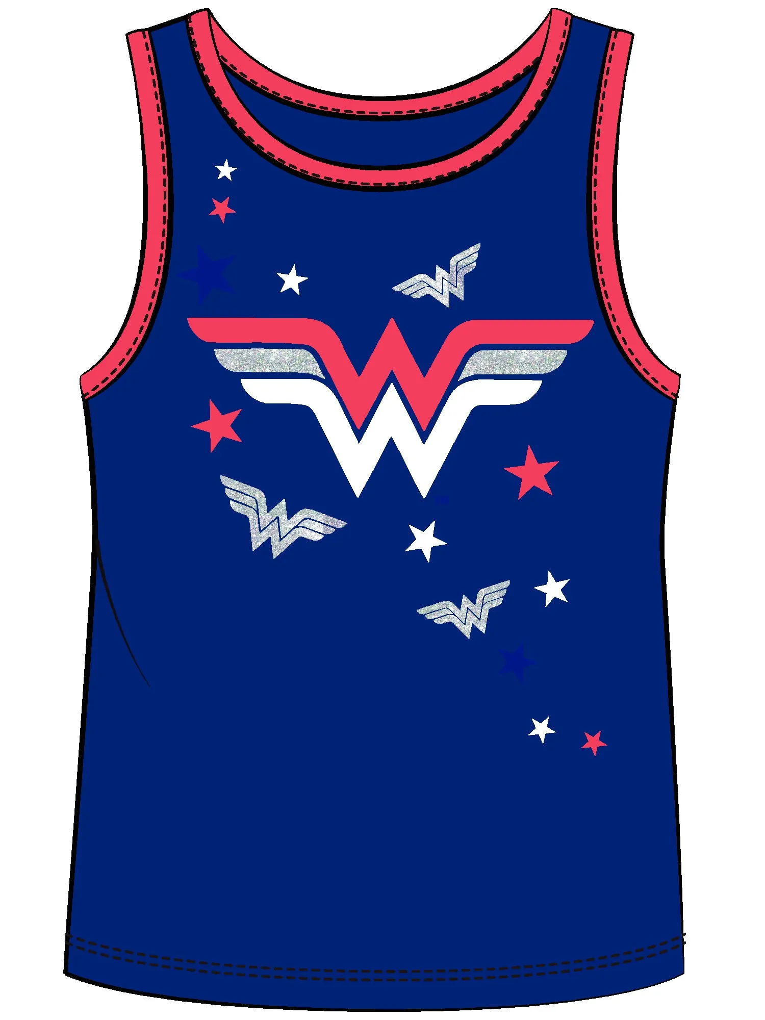 Wonder Woman Girls Tee and Short Outfit 3PC Clothing Sets, 4-6X, Blue