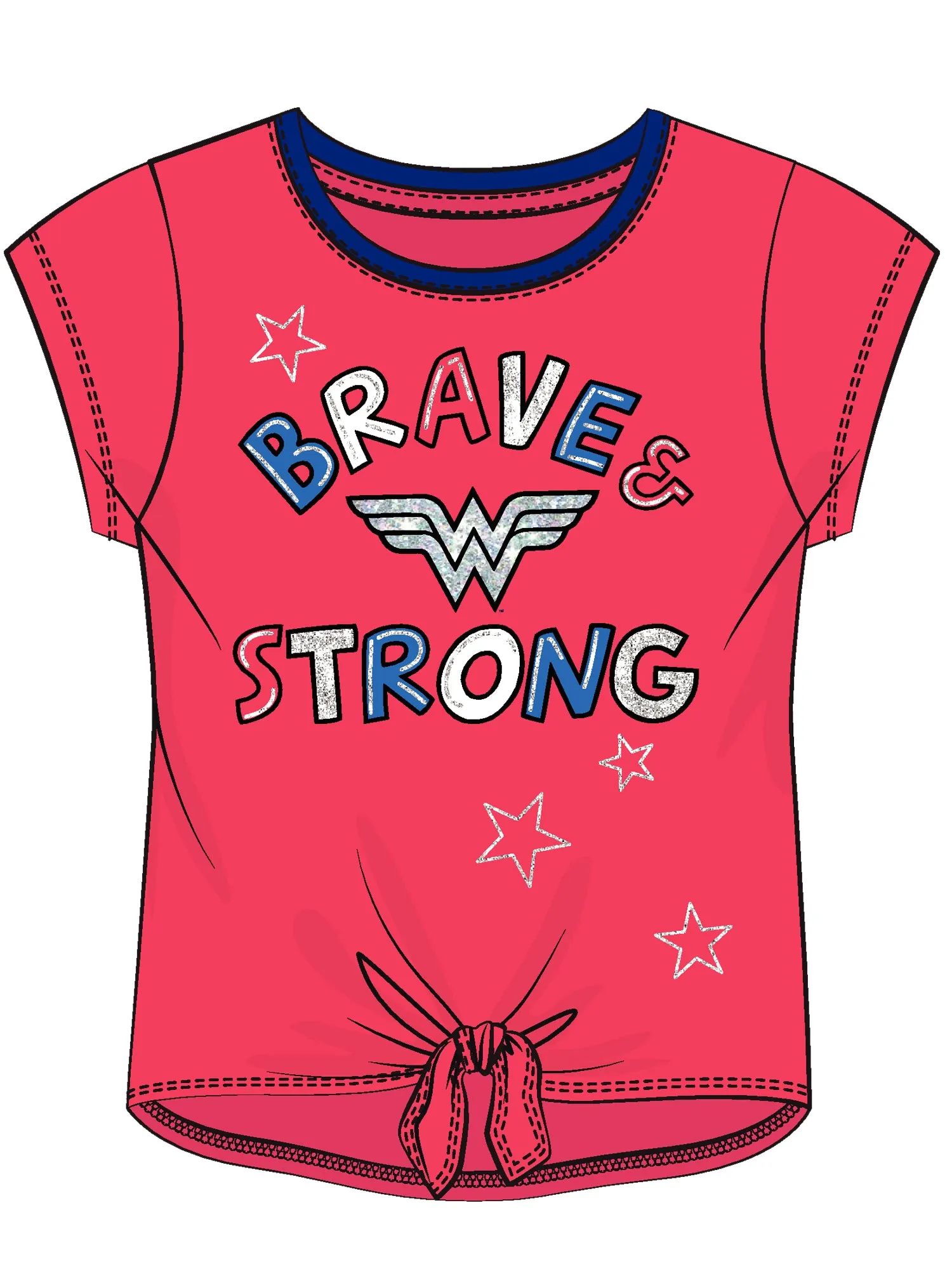 Wonder Woman Girls Tee and Short Outfit 3PC Clothing Sets, 4-6X, Blue