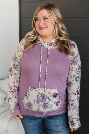 Worth Working For Hooded Raglan Top- Lavender
