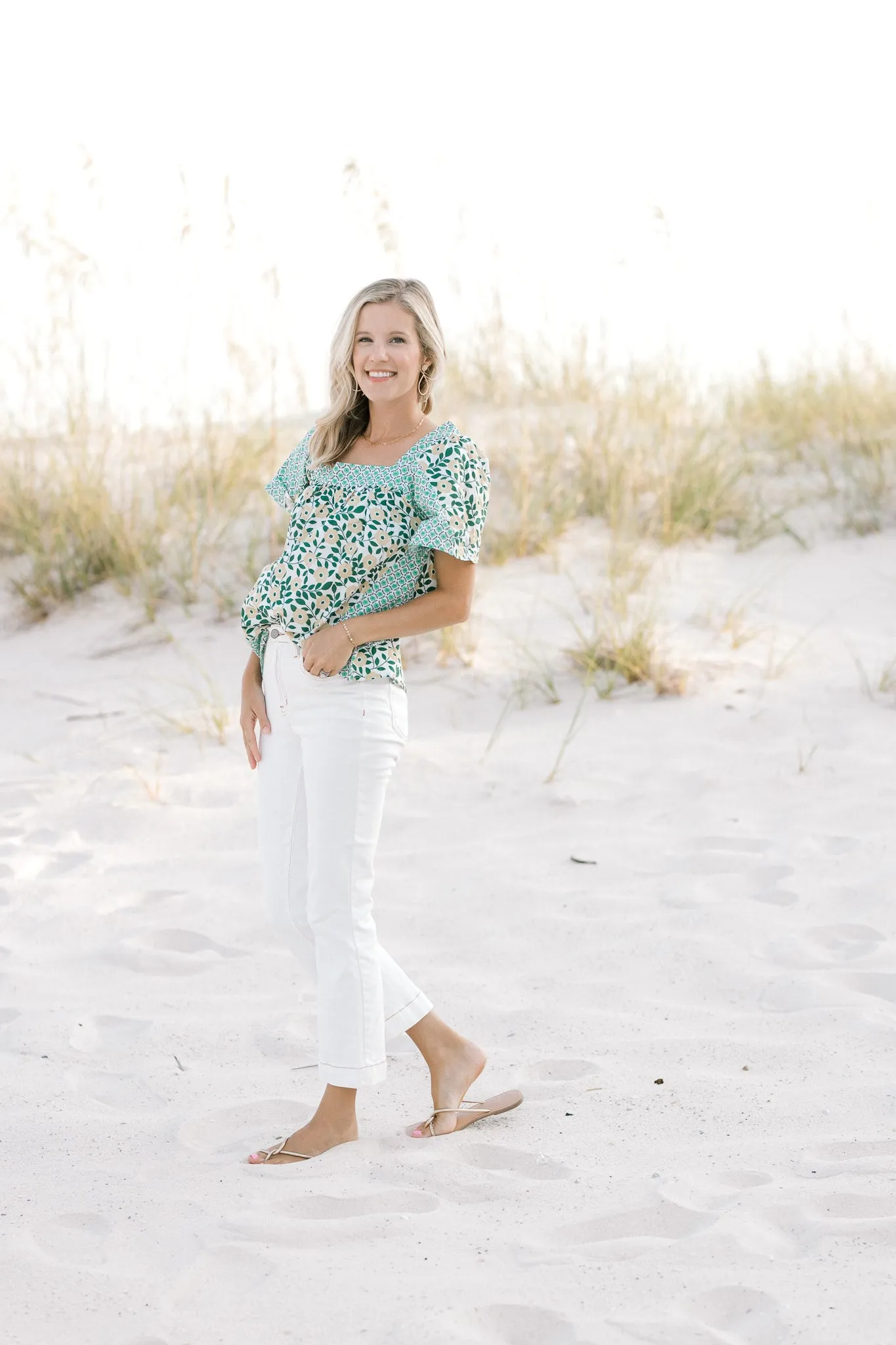 X Summer Fun Green Print top