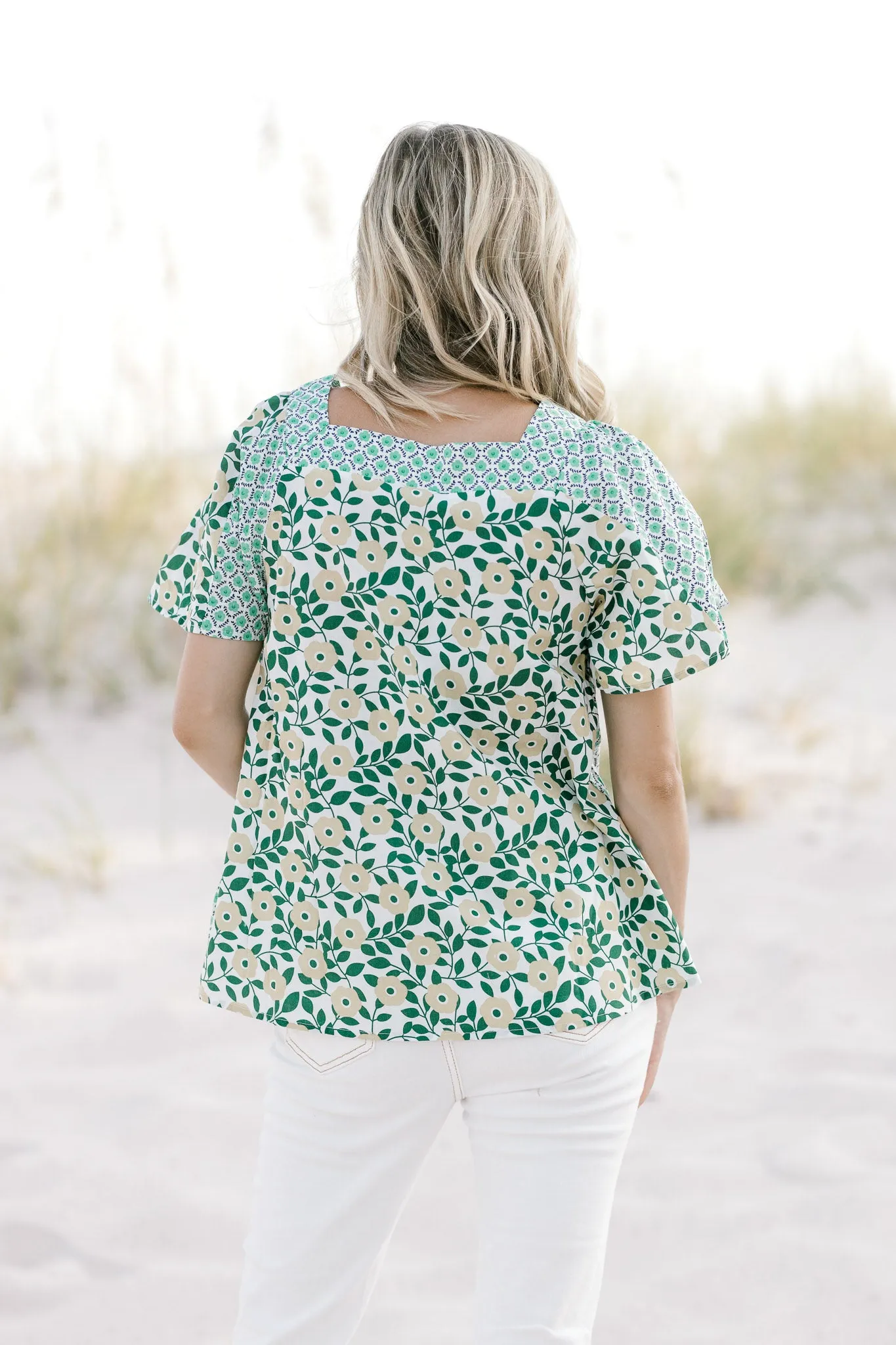 X Summer Fun Green Print top